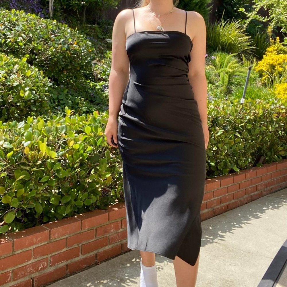 ZARA stunning black satin slit